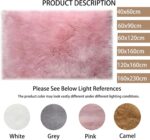 Washable Rug,Pink Faux Fur Rug,Fluffy Sheepskin Rugs for Bedroom,Non Slip Rugs Living Room,Small Bedside Rug,Pink Bedroom Rug,Square Rugs for Kids Room(Pink,60x90cm) - Image 2