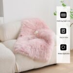 Washable Rug,Pink Faux Fur Rug,Fluffy Sheepskin Rugs for Bedroom,Non Slip Rugs Living Room,Small Bedside Rug,Pink Bedroom Rug,Square Rugs for Kids Room(Pink,60x90cm) - Image 5