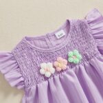 Baby Girl Summer Clothes 3D Flower Embroidery Smocked Tunic Top Casual Shorts Set 2Pcs Toddler Summer Outfit 9M-4Y - Image 5