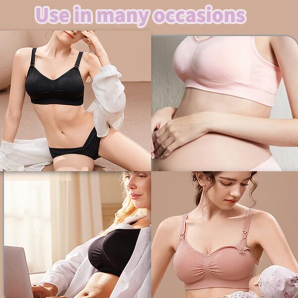 3 Pack Women's Nursing Bra, Night Sleep Nursing Bra Maternity Bra Sleeping Bra with Removable Breast Pads and Extenders Seamless Wire Free Maternity Bra - Image 6