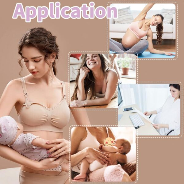 3 Pack Women's Nursing Bra, Night Sleep Nursing Bra Maternity Bra Sleeping Bra with Removable Breast Pads and Extenders Seamless Wire Free Maternity Bra - Image 7