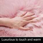 Rugs Living Room,Pink Sheepskin Rug,High Pile Fluffy Faux Fur Rug,Area Rugs for Bedroom,Shaggy Fur Rug for Lounge Room,Non-Slip Washable Rug（Pink-Irregular,60x120cm） - Image 3