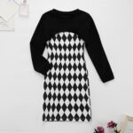 Naiyafly Girl's 2 Piece Outfits Kids Long Sleeve Crop Top and Cami Dress Set Teen Girls Pullover Sweatshirt + Butterfly/Plaid Print Bodycon Dress Clothes Christmas Party Casual Costumes - Image 8