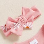 Baby Girl 3Pcs 1st Birthday Outfits Letter Embroidery Long Sleeve Romper with Floral Pattern Long Pants Set Headband Toddler Clothes Girls Birthday Gift - Image 4