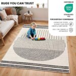 Livabliss Nairobi Geometric Rug - Scandi Area Rugs Living Room 150x213 cm, Dining, Kitchen - Neutral, Abstract Patterned Rugs, Boho Style, Easy Care Pile - Large Rug, Ivory, Black and Cream - Image 3