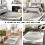 Livabliss Nairobi Geometric Rug - Scandi Area Rugs Living Room 150x213 cm, Dining, Kitchen - Neutral, Abstract Patterned Rugs, Boho Style, Easy Care Pile - Large Rug, Ivory, Black and Cream - Image 5