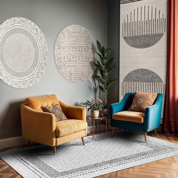 Livabliss Nairobi Geometric Rug - Scandi Area Rugs Living Room 150x213 cm, Dining, Kitchen - Neutral, Abstract Patterned Rugs, Boho Style, Easy Care Pile - Large Rug, Ivory, Black and Cream - Image 8