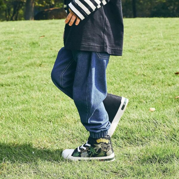 Kids Light Up Trainers, Boys Girls High Top Pumps Flashing Sneakers Toddler Easy Fasten Canvas Shoes - Image 5