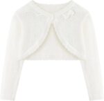 Domee Girls Knitted Cardigan Cotton Bolero Shrug Long Sleeve Solid Colour