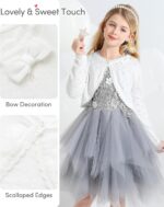 Domee Girls Knitted Cardigan Cotton Bolero Shrug Long Sleeve Solid Colour - Image 5