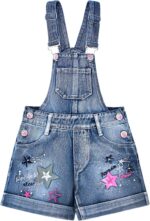 2-11T Little&Big Kids Girls Jumpsuit&Rompers Bib Overalls Colorful Tie-dye Shortalls Suspender Shorts Jeans Pants