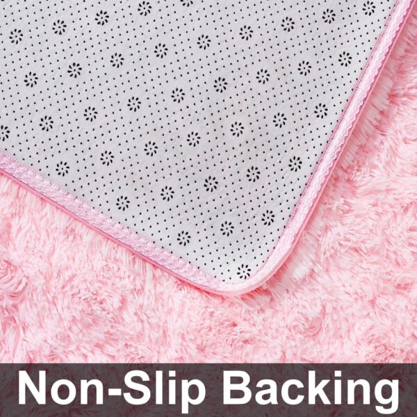 Ceneco Pink Rug,Small Rugs for Bedroom,Fluffy Rugs Living Room,Washable Non-Slip Square Carpet,Shaggy Thick Bedside Carpet for Girls Bedroom(Pink, 60x120 cm) - Image 5