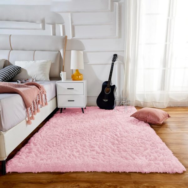 Ceneco Pink Rug,Small Rugs for Bedroom,Fluffy Rugs Living Room,Washable Non-Slip Square Carpet,Shaggy Thick Bedside Carpet for Girls Bedroom(Pink, 60x120 cm) - Image 7