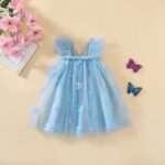Himllauen Baby Girl Ruffle Sleeveless Dress Toddler Girl 3D Bufferfly Flower Tulle Dress Square Neck Princess Wing Party Dress for Little Girl - Image 2