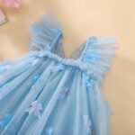 Himllauen Baby Girl Ruffle Sleeveless Dress Toddler Girl 3D Bufferfly Flower Tulle Dress Square Neck Princess Wing Party Dress for Little Girl - Image 4