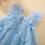 Himllauen Baby Girl Ruffle Sleeveless Dress Toddler Girl 3D Bufferfly Flower Tulle Dress Square Neck Princess Wing Party Dress for Little Girl - Image 5