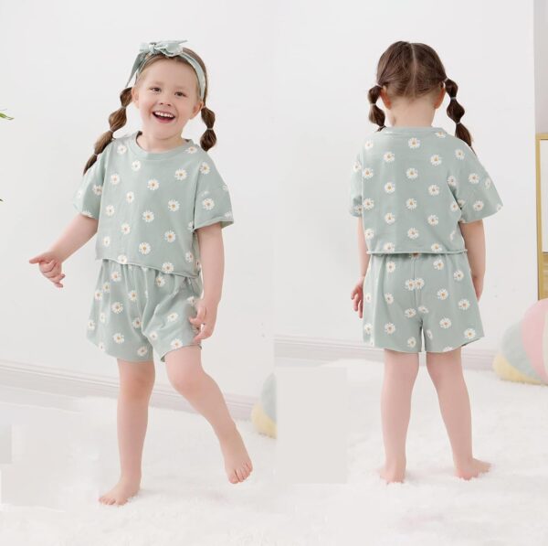 Toddler Baby Girls Summer Clothes Infant Shorts Sets Short Sleeve Outfits 6 Months-5 Years - Image 2
