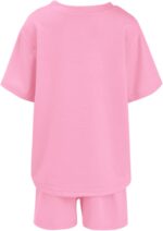 Girls Tracksuit Set Kids Trendy T-shirt + Shorts 2 Piece Outfit Summer Fashion Short Sleeve Fox Letter Print Tops with Loose Jogger Shorts Y2k Activewear Casual Sweatshirt Gym Set UK - Image 5