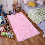 Ceneco Rugs for Bedroom,Pink Rugs Living Room,Fluffy Soft Rug,Machine Washable Non Slip Bedside Carpet,Square Thick Carpet for Girls Bedroom,Lounge(Pink, 90x160 cm) - Image 6
