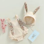 Newborn Baby Girls Bunny Romper Sleeveless Bodysuit Jumpsuit with Rabbit Ears Tail and Cartoon Hat 2Pcs Clothes Set - Image 2