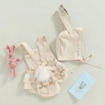 Newborn Baby Girls Bunny Romper Sleeveless Bodysuit Jumpsuit with Rabbit Ears Tail and Cartoon Hat 2Pcs Clothes Set - Image 4