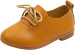 Infant Baby Boys Girls Classic PU Leather Wedding Loafers Toddler 𝐎xford Dress Shoes First Steps Walking Flat Lazy Crib Shoe Premium Soft Anti-Slip Rubber Sole Shoe (Yellow, 13 Little Child)
