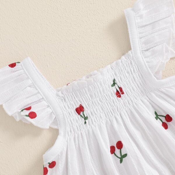 Baby Girl Summer Outfits Bow Print Flying Sleeve Smock Tunic Shirt Top Elastic Waist Ruffled Bloomers 2 Pcs Set Cute Clothes for Little Girls - Image 4