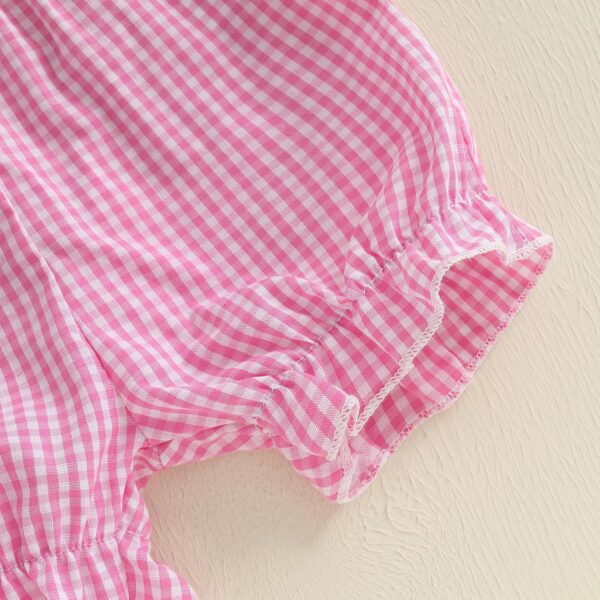 MAHUAOYIXI Toddler Baby Girl Birthday Outfit Short Sleeve Letter Embroidery Shirts Ruffled Hem Tank Tops Vest and Plaid Bloomer Shorts 2Pcs Set Happy Birthday Clothes for Little Girls - Image 7