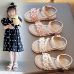 MINBEI Girls Sandals Toddler Little Girls Sandals with Pearls Flower Summer Breathable Leather Shoes - Image 9
