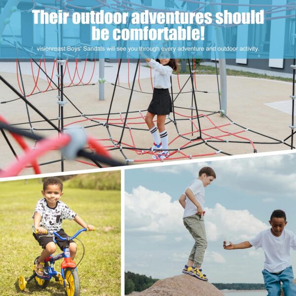 Kids Sandals Boys Sports Outdoor Sandal Athletic Air Cushion Beach Shoes Hook and Loop Summer Footwear for Holidays, Walking, Camping, Travelling - Image 6