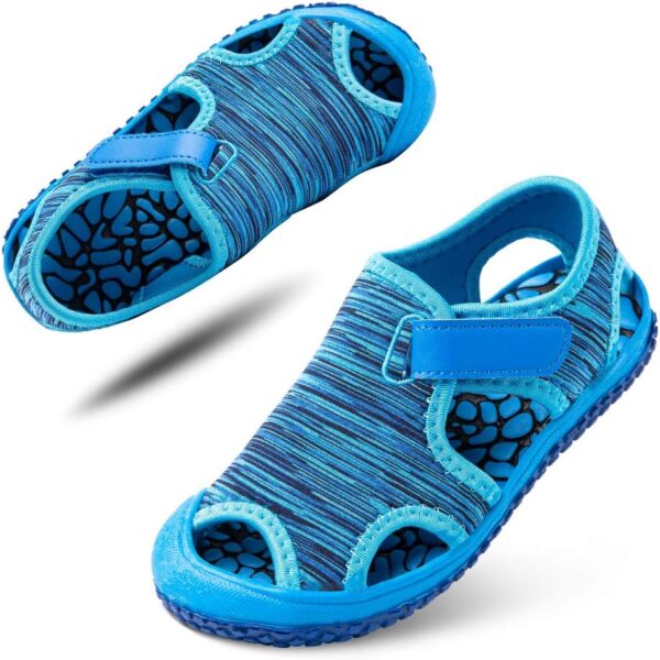 Hitmars Boys Girls Sandals Kids Summer Breathable Walking Sandal Anti Slip Infant Toddler Beach Shoes Pink Purple Blue Grey Green (Toddler/Little Kid/Big Kid) Blue1 4.5 UK Child EU 21 - Image 3