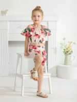 Zoputey Baby Girl Clothes Floral Print Off Shoulder Tops + Floral Shorts Outfit Set - Image 5