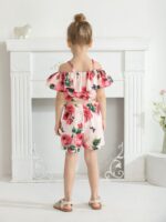 Zoputey Baby Girl Clothes Floral Print Off Shoulder Tops + Floral Shorts Outfit Set - Image 7