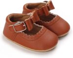 Kids Toddler Shoes Boys Spring and Summer Children Baby Toddler Shoes Boys and Girls Casual Shoes Flat Bottom Light Solid Color Bow Buckle Comfortable Infant Boys Shoes Brown - Image 2