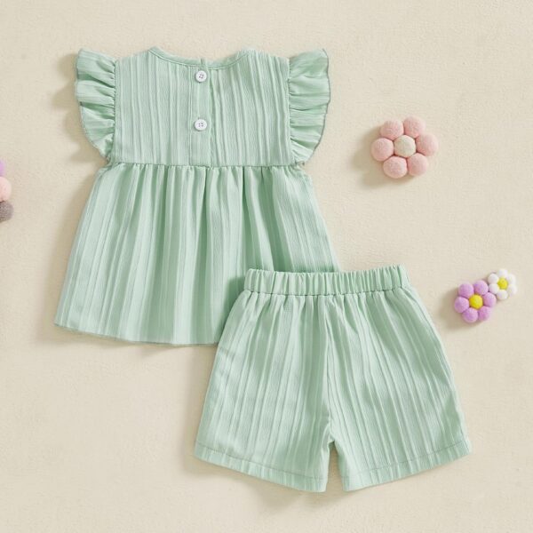 Toddler Kids Baby Girl Summer Clothes 3D Flower Ruffle Sleeveless Vest Tops Elastic Waist Shorts Set 2Pcs Outfits - Image 7