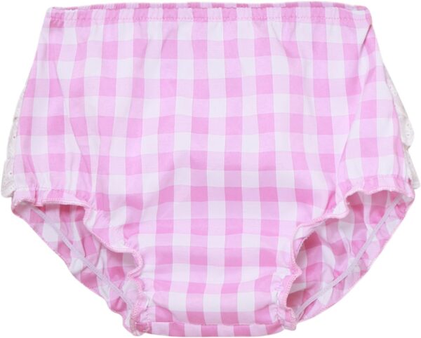 Freebily Baby Girl Summer Clothes Lace Trim Tops Bloomers Set 2Pcs Toddler Plaid Outfit - Image 6