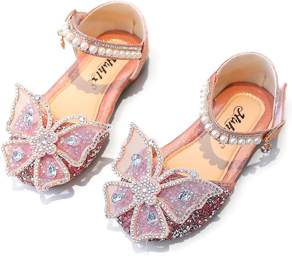 1745760881_61eh7MJWUkL._AC_SL1000_.jpg VTASQ Girl Sandals Glitter Princess Shoes Dress Up Bling Bowknot Flats Comfort Mary Jane Dance Party Cosplay Shoe for Little Girls - Image 1