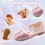 VTASQ Girl Sandals Glitter Princess Shoes Dress Up Bling Bowknot Flats Comfort Mary Jane Dance Party Cosplay Shoe for Little Girls - Image 3