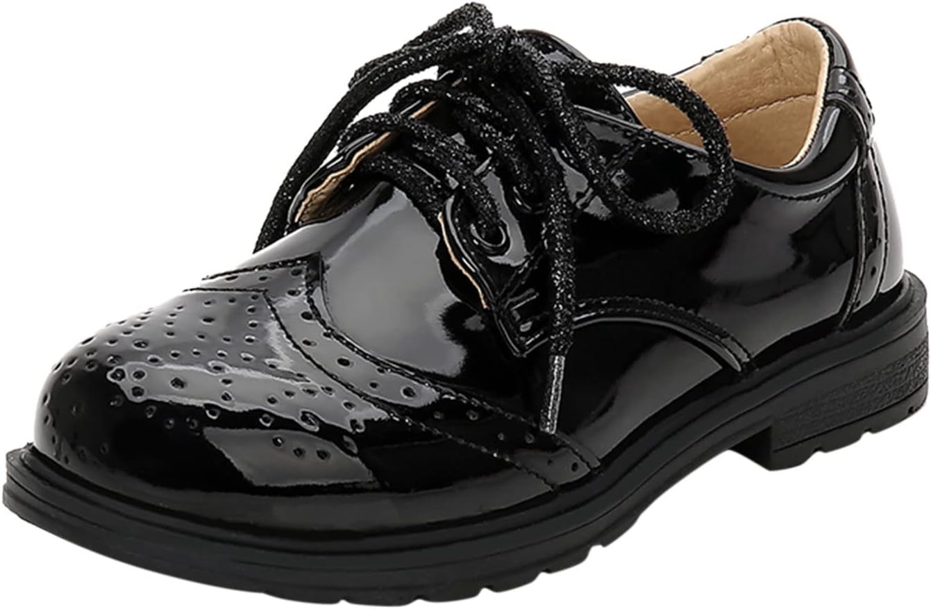 1745782167_61mBwN0CubL._AC_SL1500_.jpg Wedding Shoes Boys Uniform Shoes Leather Shoes Slip-on Dance Shoes Single Shoes Carnival Dance Ball Party Shoes Patent Leather Shoes Kids Performance Dress Shoes Loafers, black, 29 - Image 1