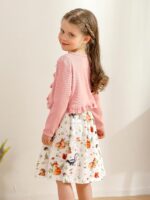 Naiyafly Baby Girl Dress With Cardigan Clothes Set Toddler Girls Long Sleeve Bow Button Cardigan + Sundress Suit Kids Knitted Cropped Sweaters Tops Dress 2 Piece Outfits 1-5 Years - Image 6