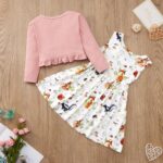 Naiyafly Baby Girl Dress With Cardigan Clothes Set Toddler Girls Long Sleeve Bow Button Cardigan + Sundress Suit Kids Knitted Cropped Sweaters Tops Dress 2 Piece Outfits 1-5 Years - Image 8