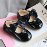 Black Loafers Kids Sandals Leather Toddler Baby Shoes Knot Baby Shoe Toddler Girls Shoes - Image 3