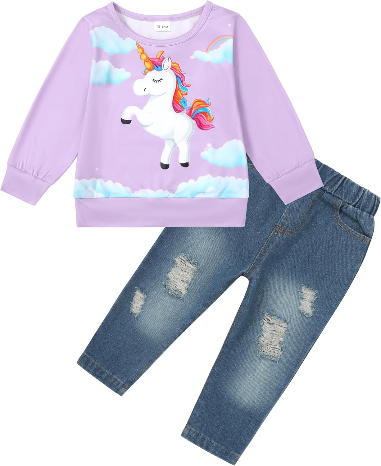 1745834474_8176CdIYYmL._AC_SL1500_.jpg Kids Clothes 2pcs Girls Clothing T Shirt & Jeans Set for 12Months-5T Girls Perfect as Birthday or Baby Easter Outfit - Image 1
