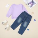 Kids Clothes 2pcs Girls Clothing T Shirt & Jeans Set for 12Months-5T Girls Perfect as Birthday or Baby Easter Outfit - Image 3