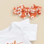 Toddler Baby Girl Outfit Ruffle Sleeve Romper Bloomer Shorts with Bow Headband Set Newborn Summer Clothes - Image 4