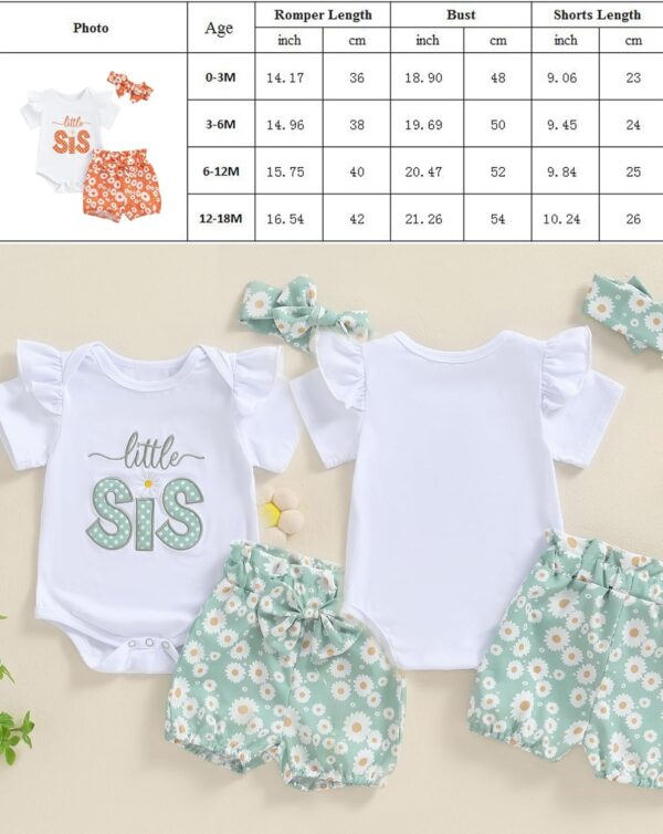 Toddler Baby Girl Outfit Ruffle Sleeve Romper Bloomer Shorts with Bow Headband Set Newborn Summer Clothes - Image 7