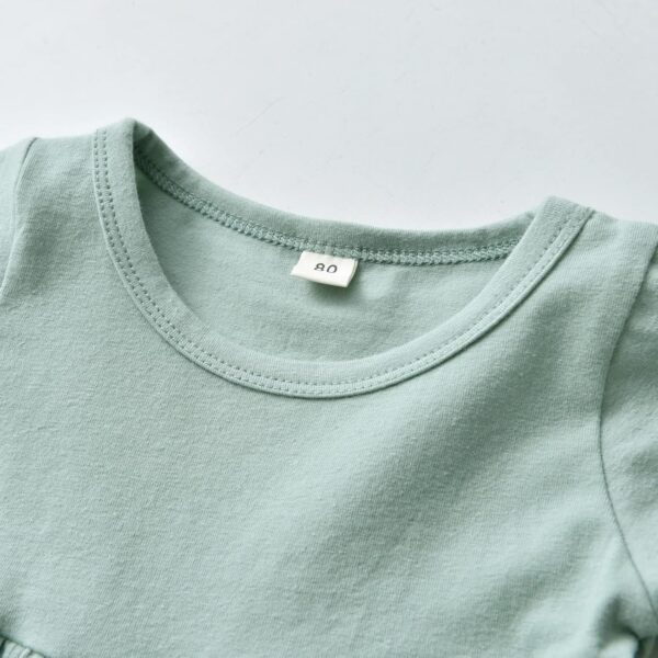 Toddler Baby Girl Clothes Solid Color Long Sleeve Ruffle Tops Flower Pants Bow Headband Outfits Set - Image 2