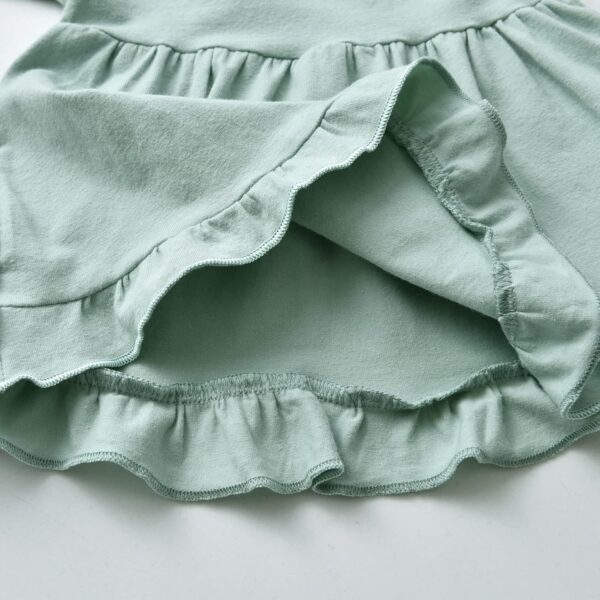 Toddler Baby Girl Clothes Solid Color Long Sleeve Ruffle Tops Flower Pants Bow Headband Outfits Set - Image 4