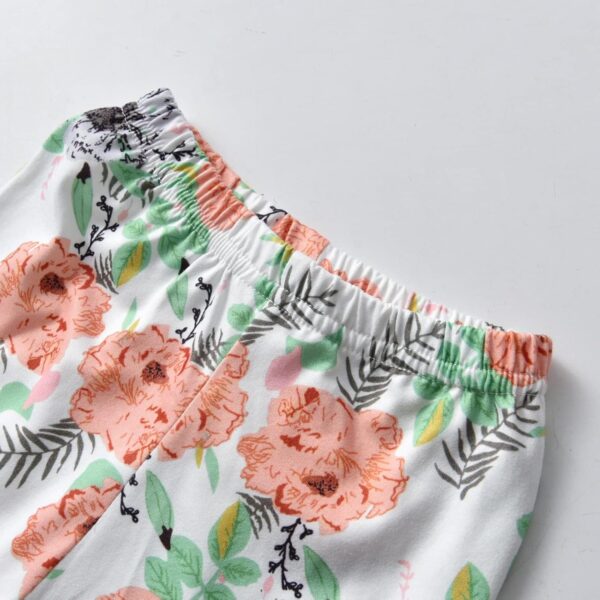 Toddler Baby Girl Clothes Solid Color Long Sleeve Ruffle Tops Flower Pants Bow Headband Outfits Set - Image 6