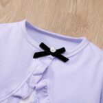 Naiyafly Baby Girl Dress With Cardigan Clothes Set Toddler Girls Long Sleeve Bow Button Cardigan + Sundress Suit Kids Knitted Cropped Sweaters Tops Dress 2 Piece Outfits 1-5 Years - Image 6